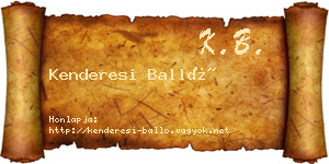 Kenderesi Balló névjegykártya